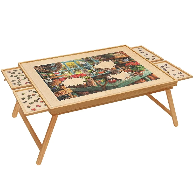 1500 Pieces Puzzle Board With Foldable Legs Folding Puzzle Board With 4 Dra