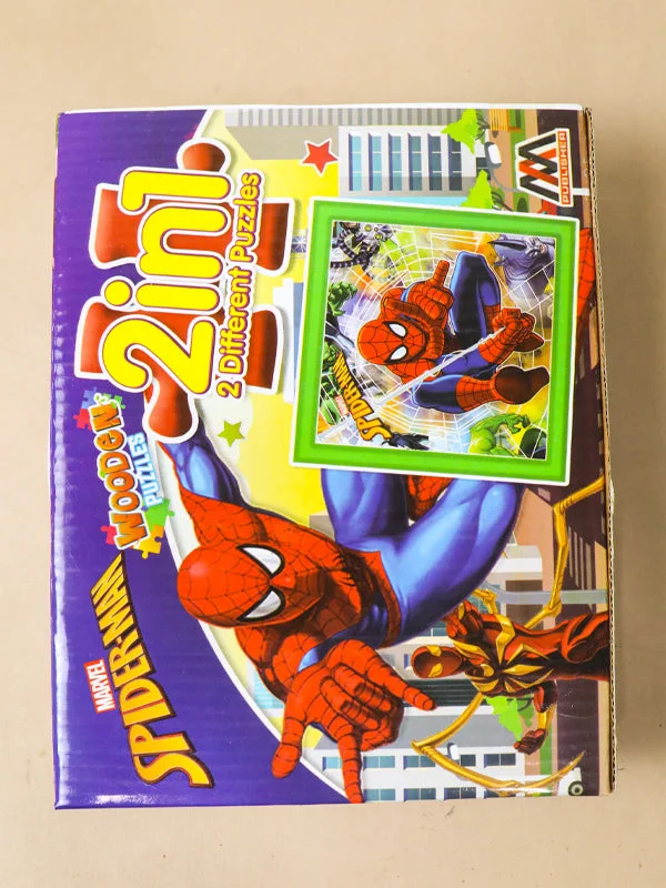 2 in 1 Wooden Jigsaw Puzzle Spiderman + Superman