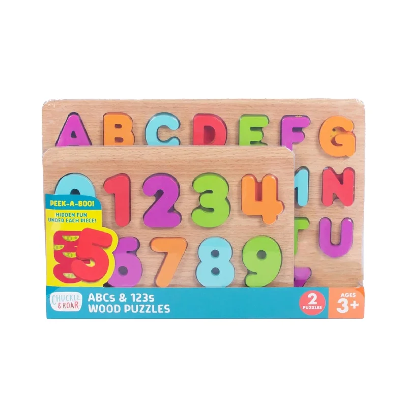 2 Pack Abcs And 123S Wooden Puzzle Fun And Educational Wooden Puzzle For Ki