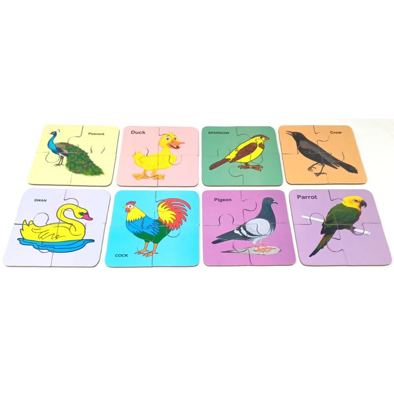 32 Pcs Birds Wooden Puzzle Set  ( Set of 8 Puzzles )