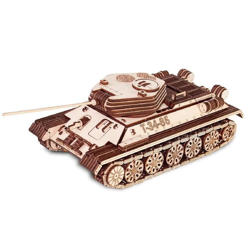 3D Wooden Puzzles For Adults Diy T 34 85 Tank 3D Puzzle Model Kit With Rubber