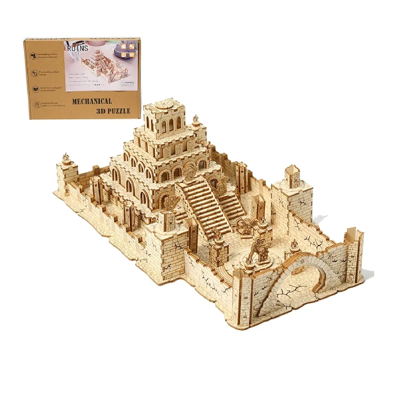 3D Wooden Puzzles For Adults Ruin Castle Model Kits, Diy 3D Wooden Buidling Mo