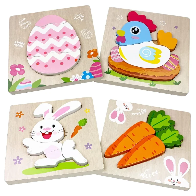 4 Pack Easter Wooden Puzzles For Kids Toddlers Easter Toys Easter Basket Stuff