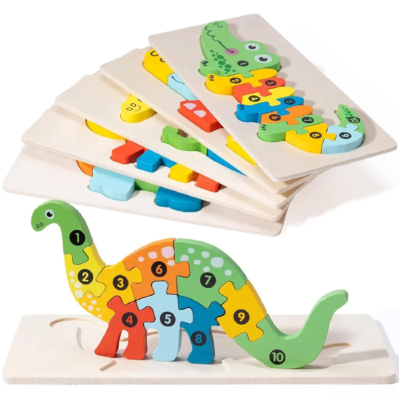 6 Pack Wooden Puzzles Toddler Toys Gifts For 3 4 5 6 Year Old Boys And Girls,