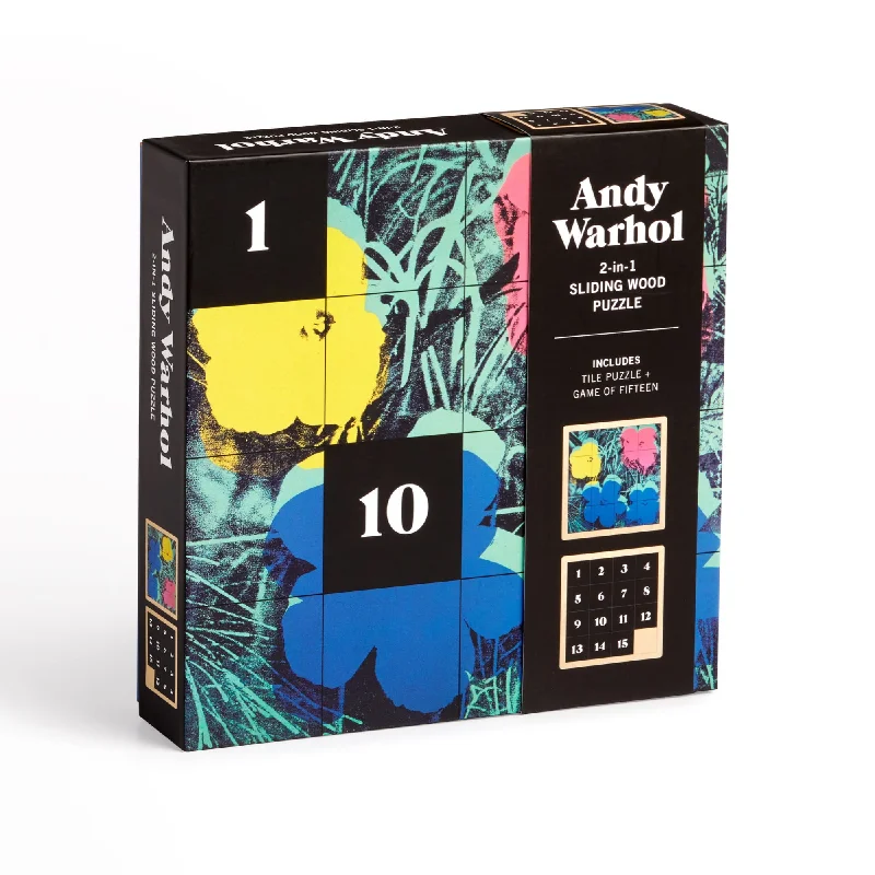 Andy Warhol Flowers 2-in-1 Sliding Wood Puzzle