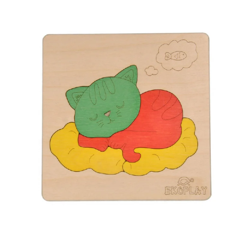 Cat on a Mat - Wooden puzzle