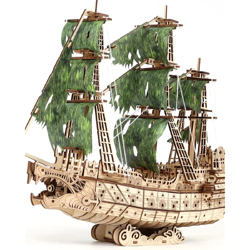 Challenging Flying Dutchman 3D Wooden Puzzles For Adults Pirate Ship Model