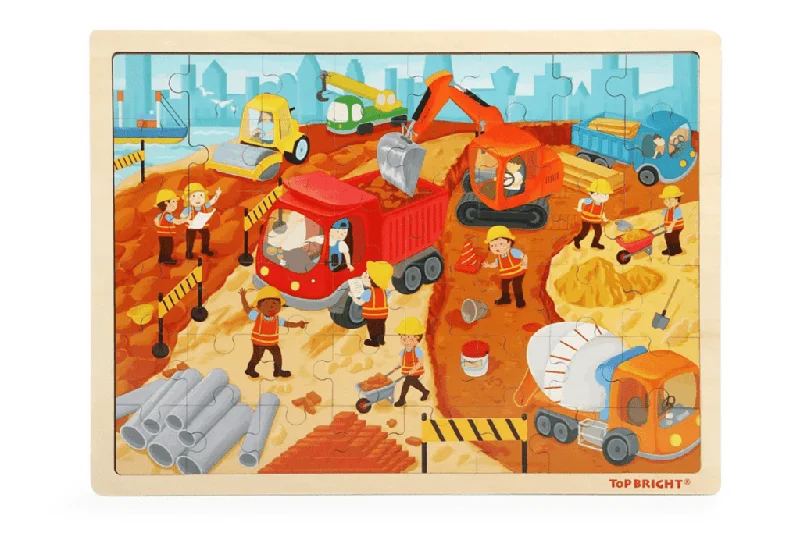 Construction Site - 48 Piece Wooden Puzzle