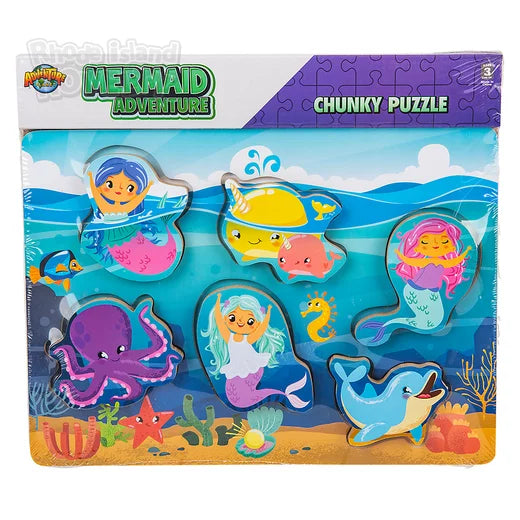 6 Piece Chunky Mermaid Wooden Puzzle