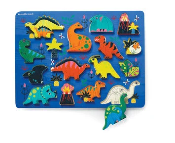 Crocodile Creek Let's Play 16 Piece Chunky Wooden Puzzle - Dinosaurs