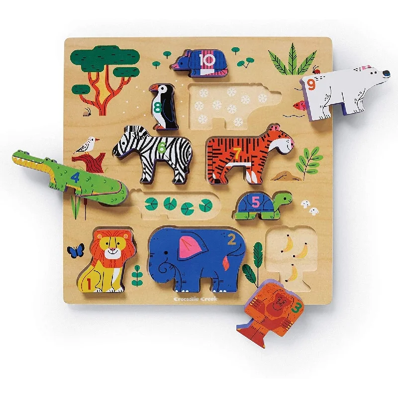 Crocodile Creek stacking wood puzzle 123 zoo