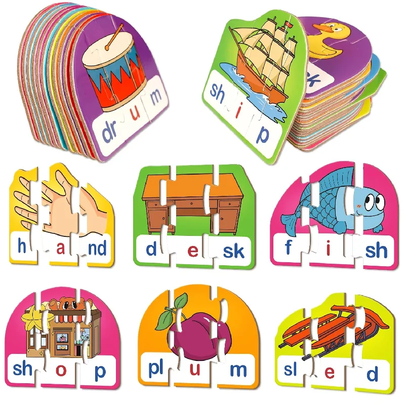 Cvcc & Ccvc Puzzle Cards For Kids,Word Games,Phonics Games,Speech Therapy T