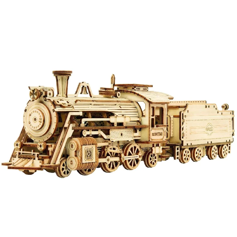 Diy 3D Wooden Puzzle Prime Steam Express Train Laser Cut Assembly 1:80 Scale M