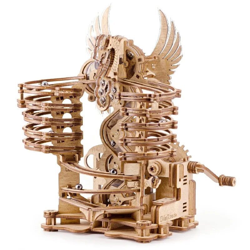 Diy Wooden Marble Run Mode Dragon 3D Mechanical Wooden Puzzle Model Kit Für