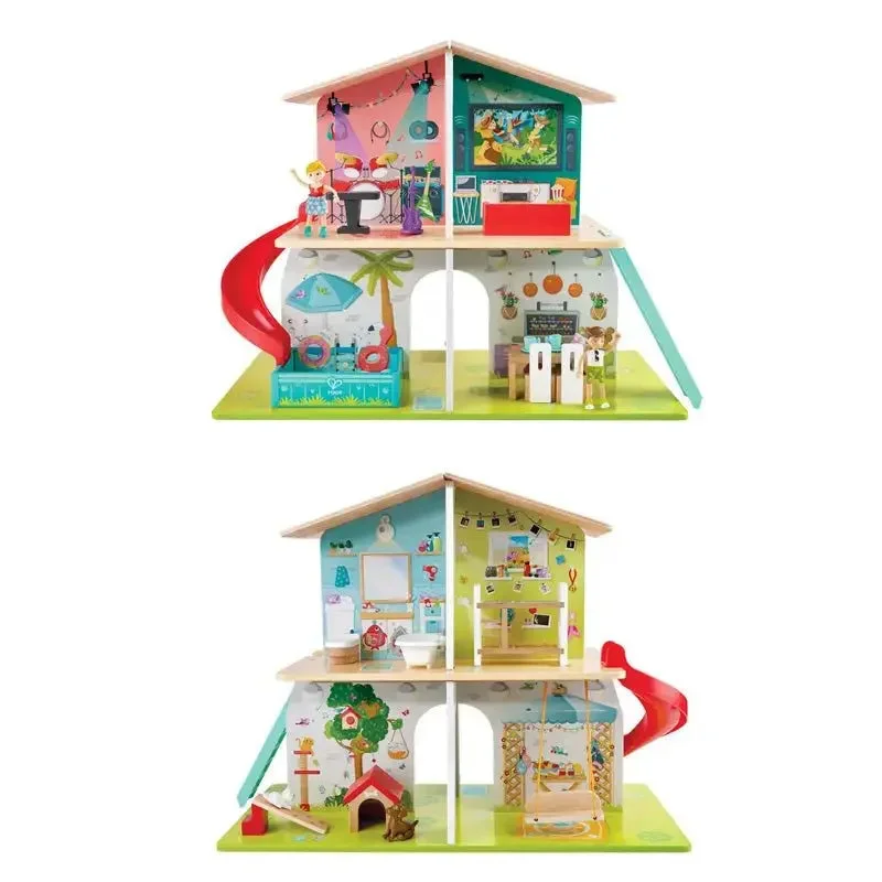 Hape Rock and Slide Play House with 8 Rooms and 9 Sound Effects