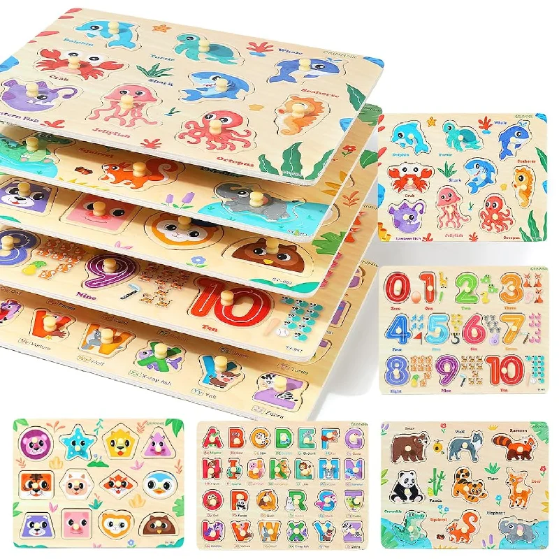 Grinnnie Wooden Puzzles For Toddlers 1 2 3 Years Old, Montessori Toddler To