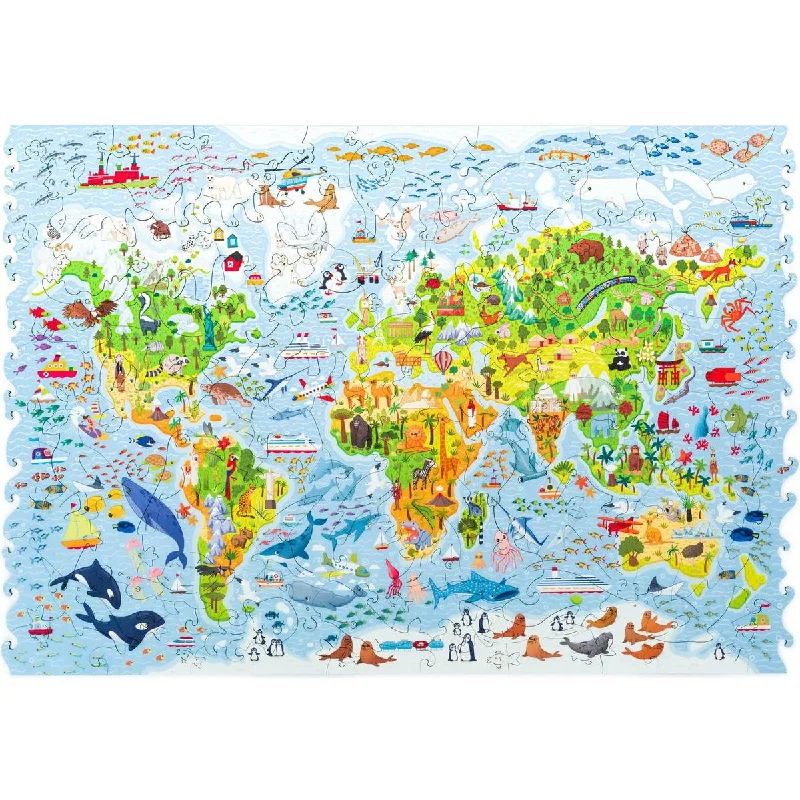 Kids World Map Wooden Puzzle - 100 Pieces