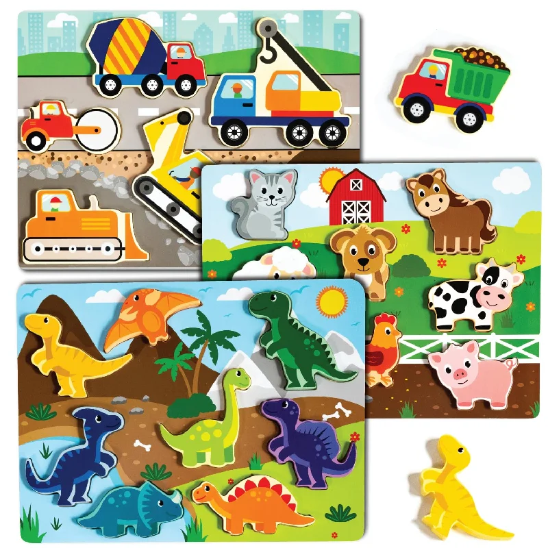 Large 3 Pk Wooden Toddler Puzzles Ages 2 4 Wooden Puzzles For Toddlers 1 3