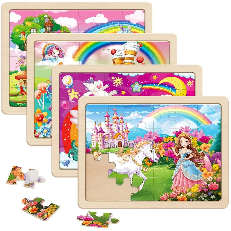 Large Unicorn Princess Fairy Wooden Puzzles For Girls Gift Box(12.29.4 In)