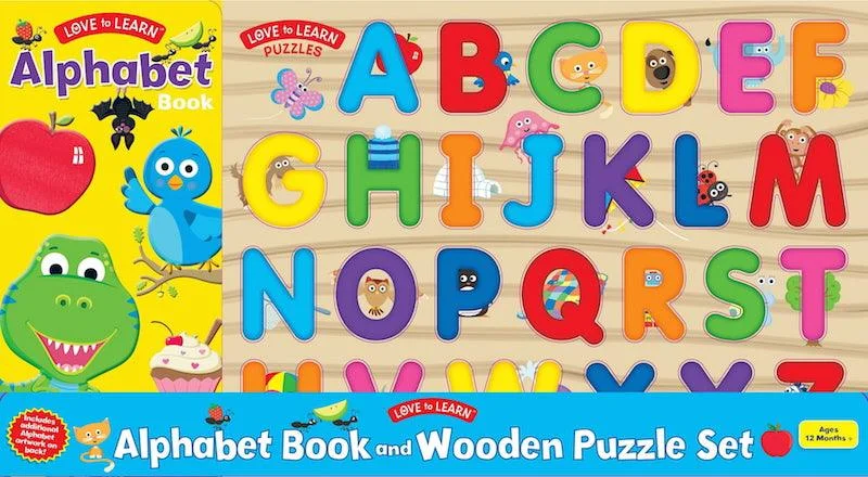 Love To Learn - Alphabet Book & Wooden Puzzle Set