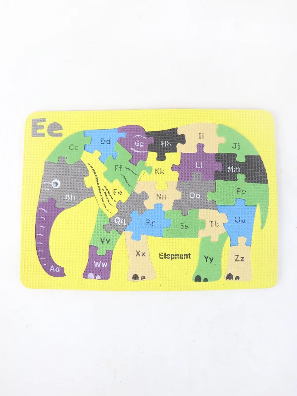 Matt Foam Alphabet Puzzle Board Elephant Shaped Multicolor