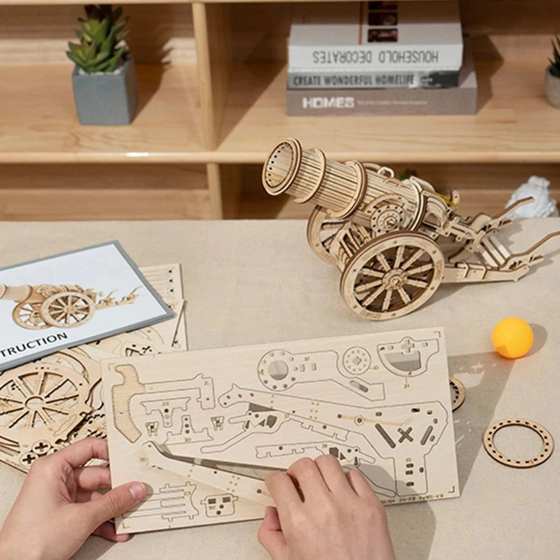 Medieval Wheeled Cannon (158 Pcs) 3D Wooden Puzzle