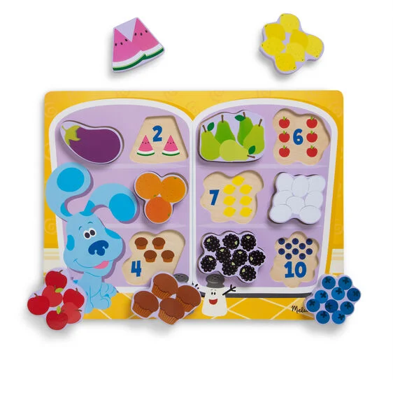 Melissa & Doug - Blues Clues and You - Wooden Chunky Puzzle - Fridge Food