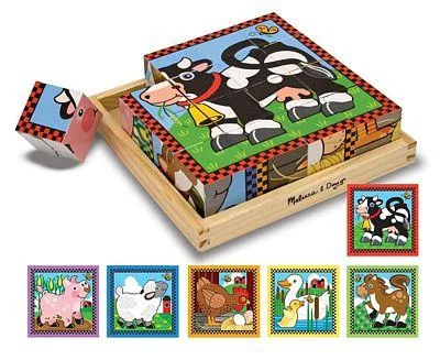 MELISSA & DOUG FARM CUBE PUZZLE 16 PCE