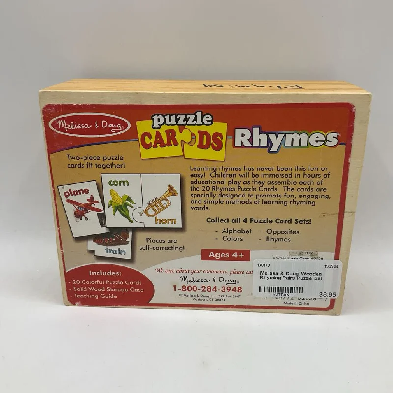 Melissa & Doug Wooden Rhyming Pairs Puzzle Set