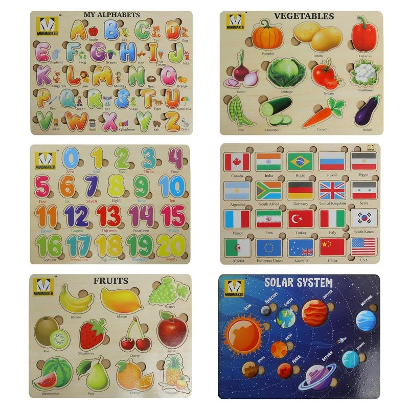 Wooden Puzzle without Knobs Educational and Learning Toy Multicolor- 98 Pieces