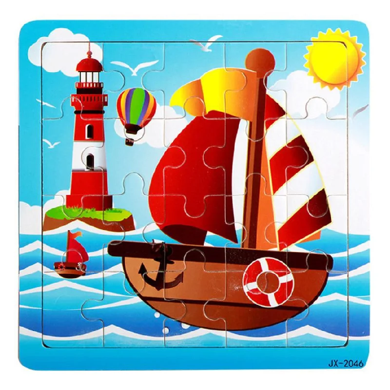 New Happy Cartoon Traffic Tools Wooden Puzzle Toys For Children Kids Intelligence Educational Toy Toys Wood Puzzles