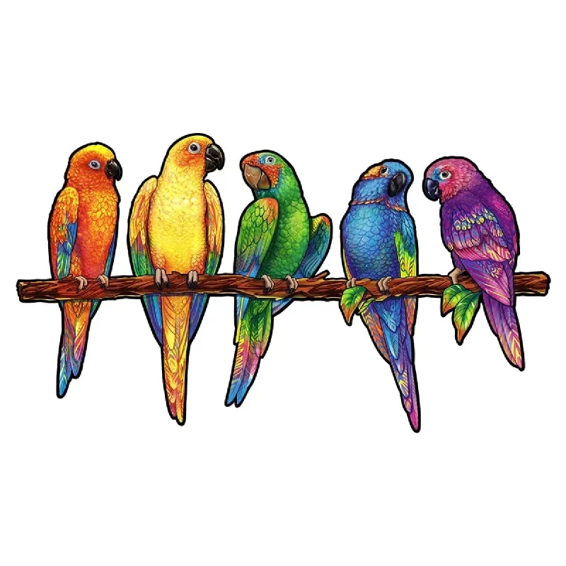 Playful Parrots Wooden Puzzle