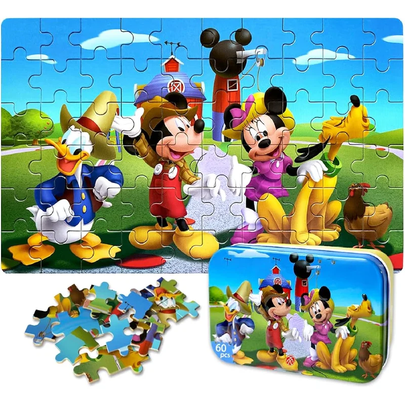 Puzzle For Kids Ages 4 8 60 Piece Wooden Puzzle In A Metal Box Jigsaw Puzzl