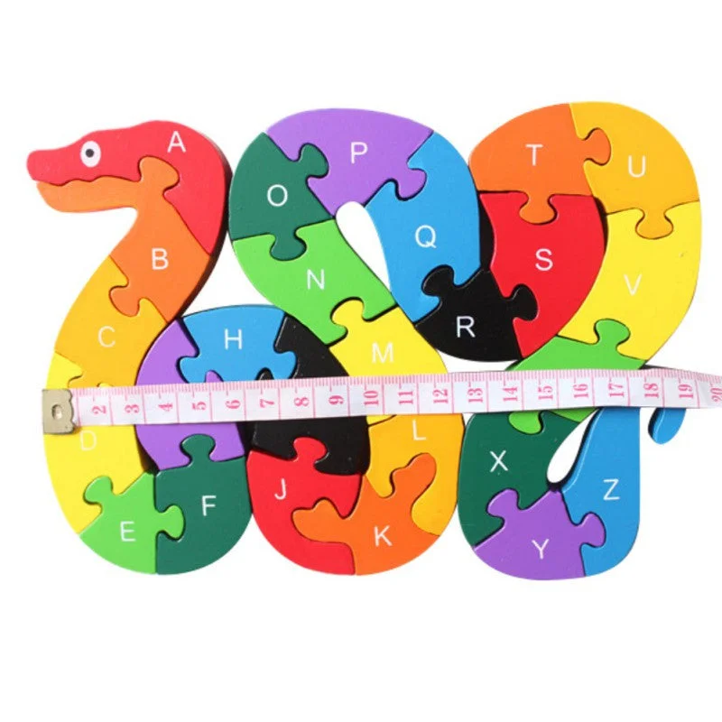 Puzzle Letters Alphanumeric Lovely Snake Shape Wooden Puzzle Kids Wooden Puzzle Toys Children Learning Toys Educational Toy new