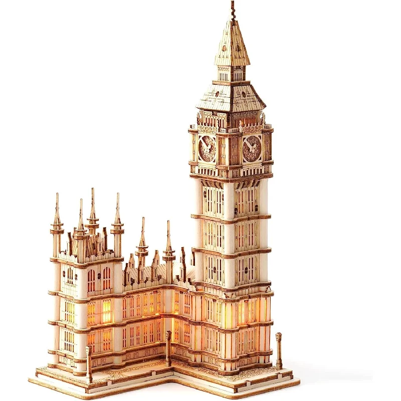 Rolife 3D Wooden Puzzles Big Ben Craft Model Kits for Adults to Build Birth