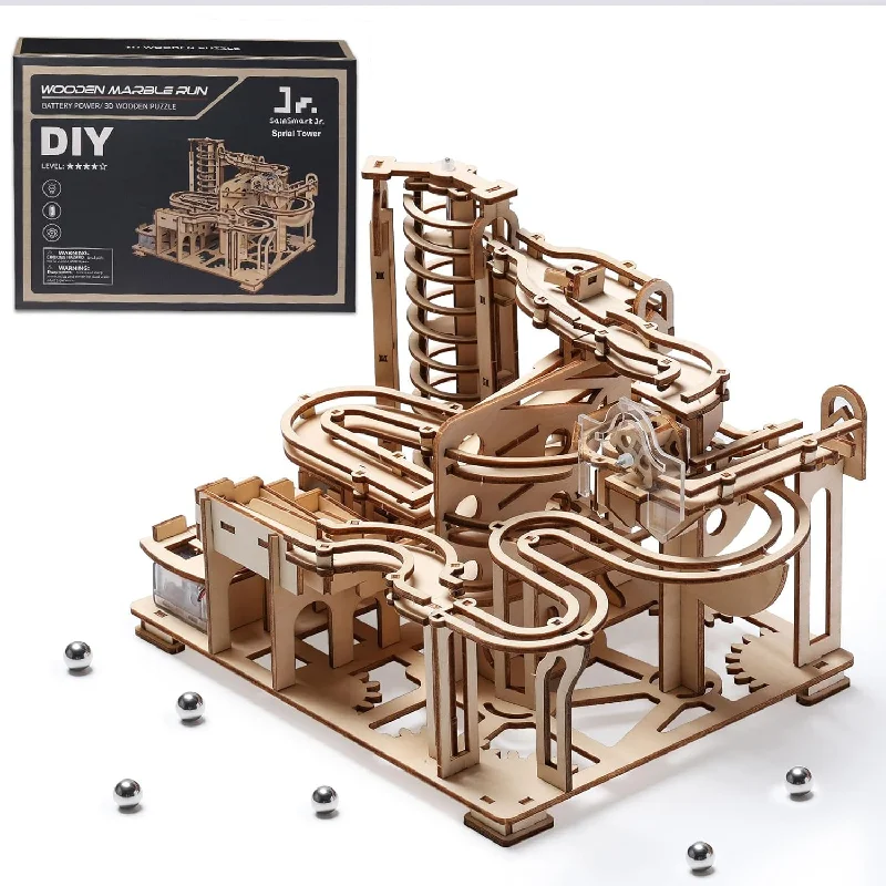 SainSmart Jr. 3D Wooden Puzzles for Adults, 225 PCS Marble Run Wood to Buil