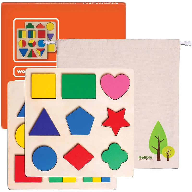 Set Of 2 Wood Shape Toddler Puzzles Toys For Kids Xl Wooden Puzzles For Toddle