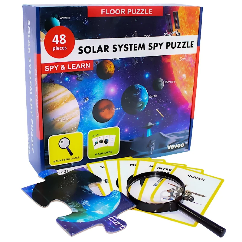 Solar System Spy Puzzle With Flashcards And Magnifying Glass 2Ft X 3Ft Larg