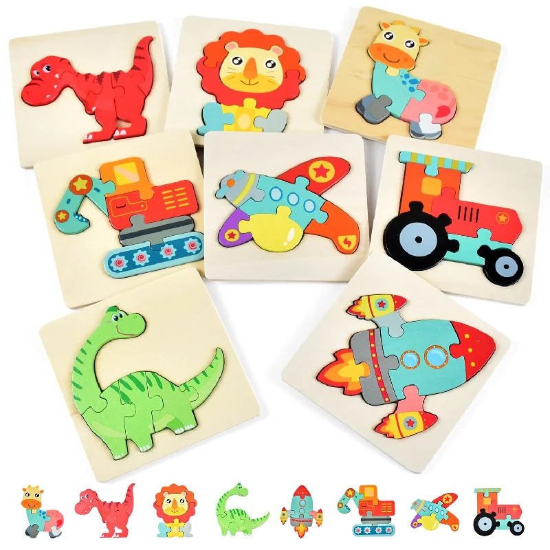 Toddler Puzzles Ages 2 4, 8 Wooden Puzzles For 1 3 Year Olds Montessori Toy