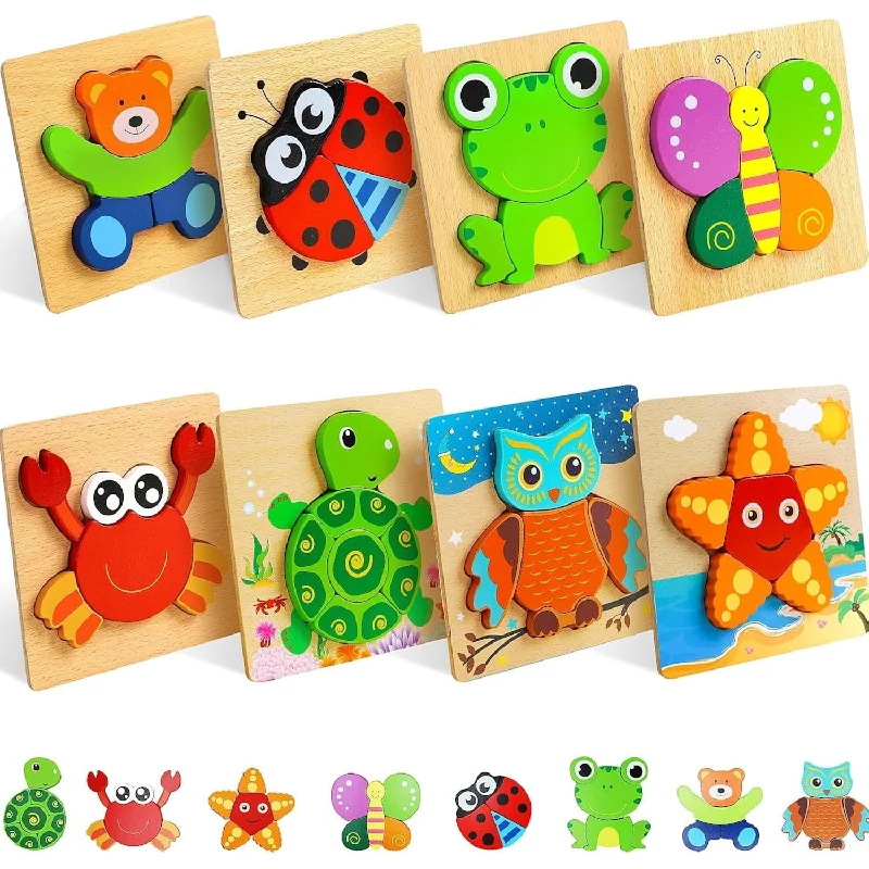 TOY Life 8 Pack Toddler Puzzles, Puzzles for Toddlers 2-4, Wooden Puzzles f