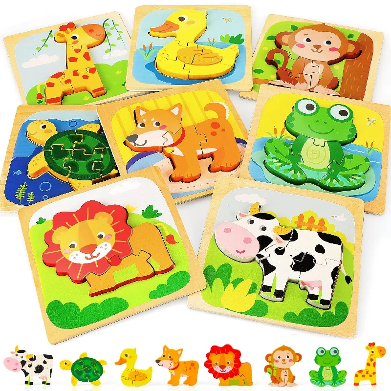 Toy Life Toddler Puzzles 8 Wooden Puzzles for Toddlers 1-3, Puzzle 2 Year O