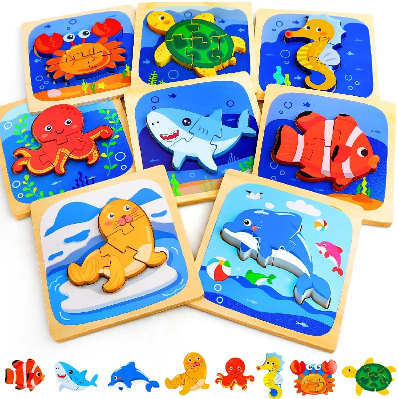 TOY Life Toddler Puzzles Ages 2-4, Wooden Puzzles for Toddlers 1-3, 8 Piece