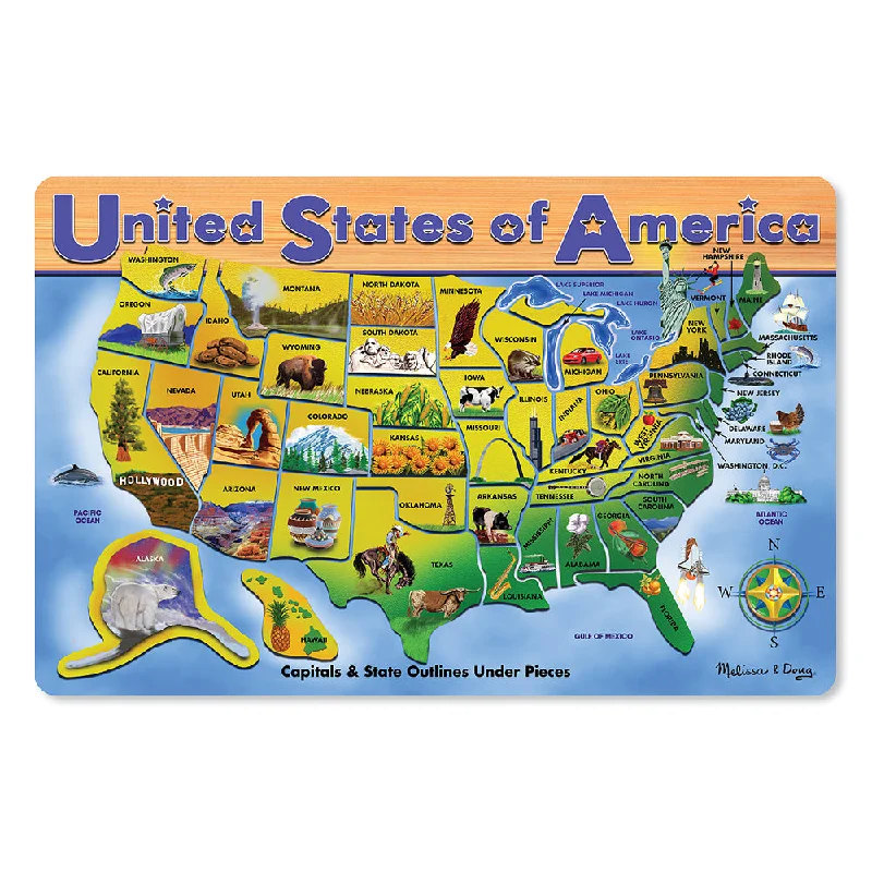 USA Wooden Puzzle Map 3797