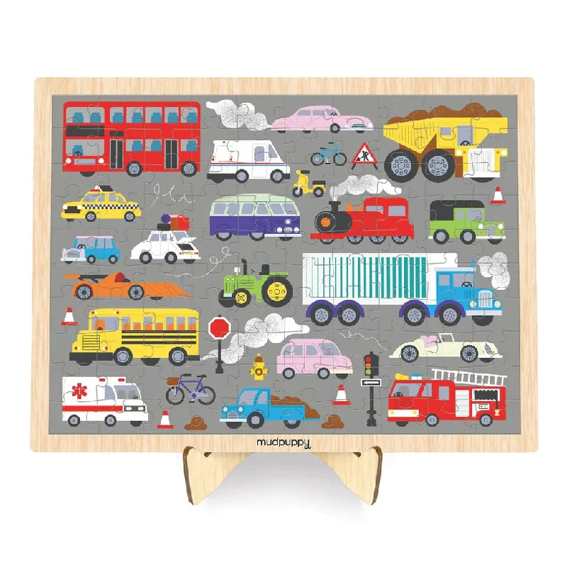 Vehicles on the Move - Wood Puzzle with Display 100pc