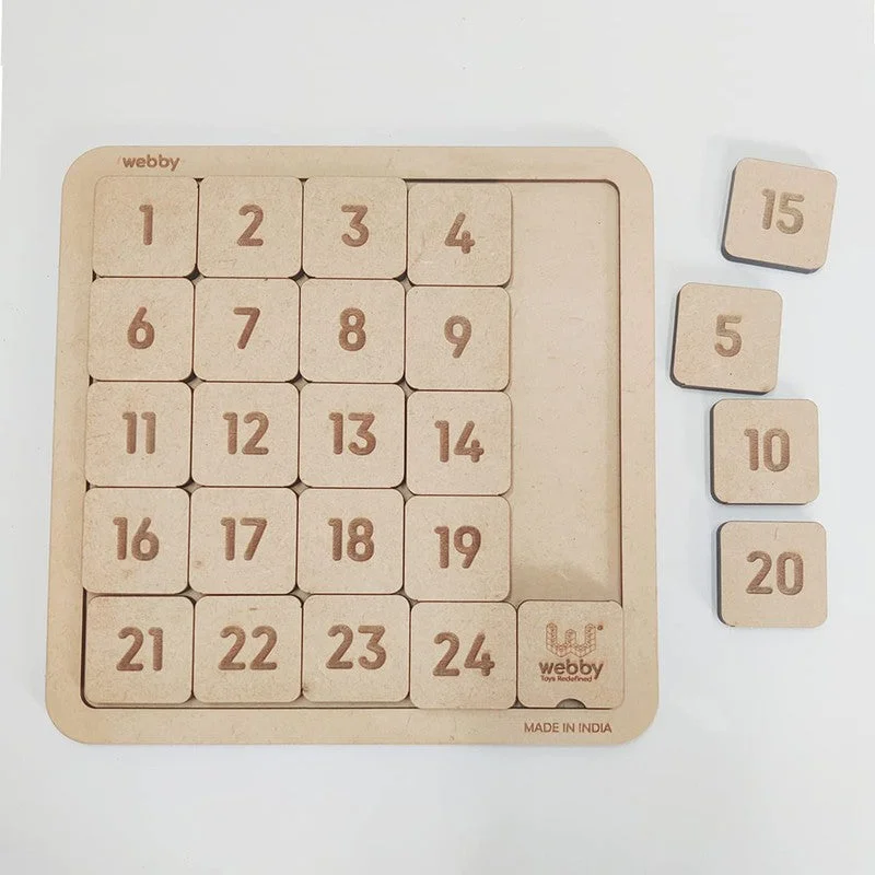 Counting Number Slide Game, Brain Teaser Wooden Puzzle - 20 CM x 20 CM