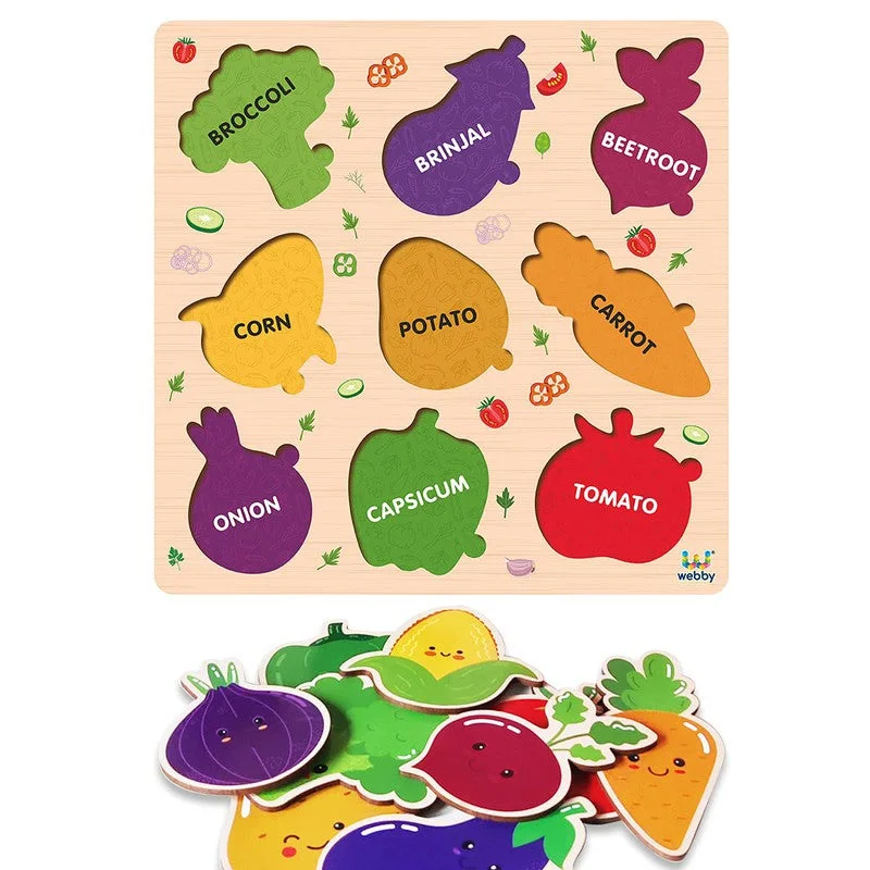 Wooden Vegetables Montessori Educational Pre-School Puzzle Board Toy