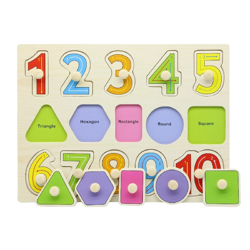 Wooden Jigsaw Peg Puzzle Board Toy Number Educational And Learning Puzzles