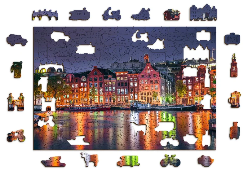 Wooden Jigsaw Puzzle Amsterdam by Night 300 pieces