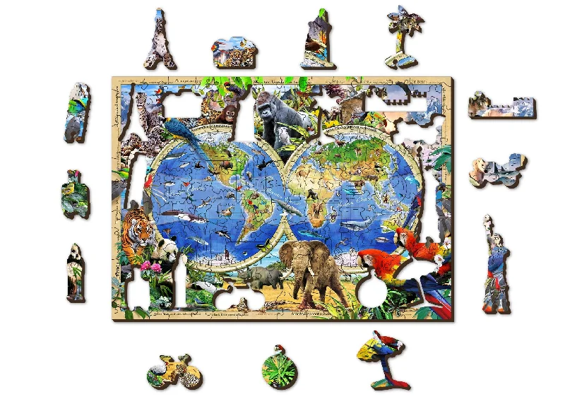 Wooden Jigsaw Puzzle Animal Kingdom Map 150 pieces