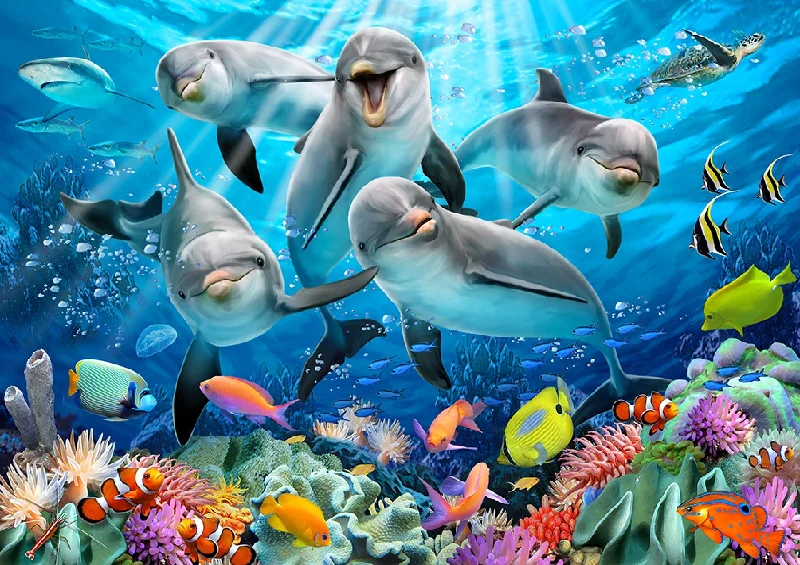 Wooden Jigsaw Puzzle Happy Dolphins 750 pieces